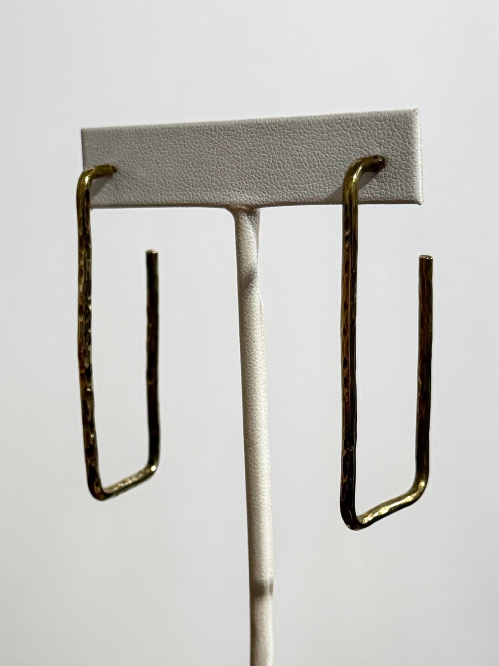 Hammered Gold Rectangular Hoop Earrings
